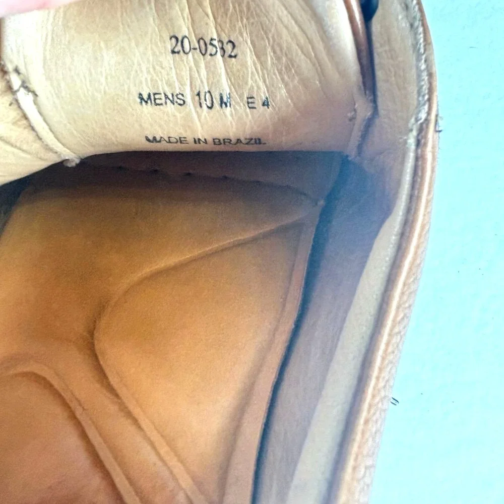 JOHNSTON & MURPHY Brown Leather‎ Dress Shoes Mens 10M Casual Comfort Sheepskin